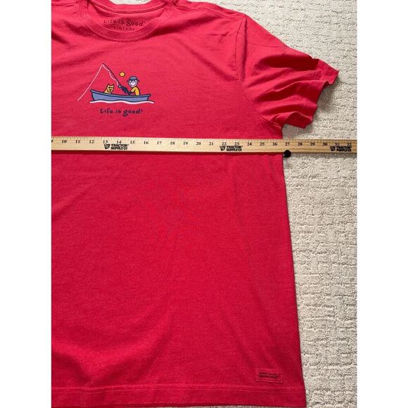 Life is Good Vintage Fishing Boat Graphic T-Shirt Red Cotton Blend Size XXL - Picture 4 of 7